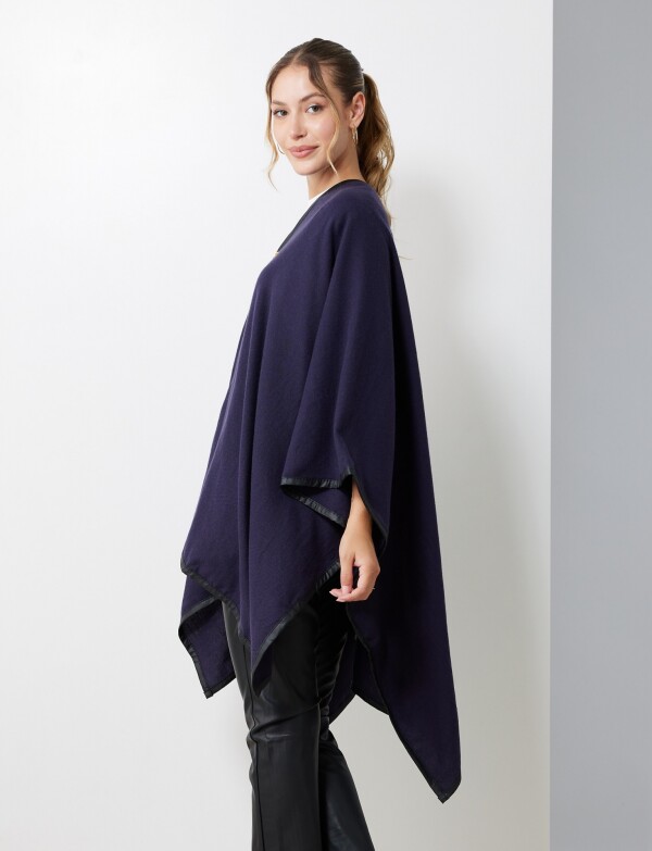 Ruana Botones Ribete AZUL