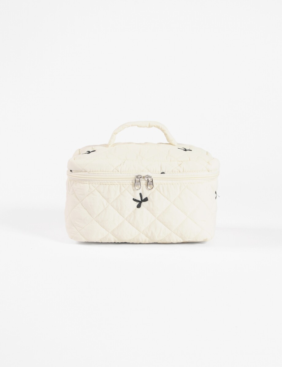 Estuche organizador bordado moña - blanco 