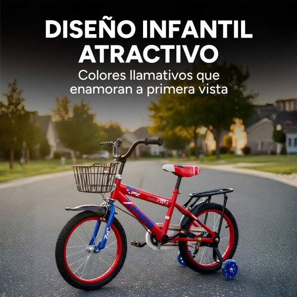 Bicicleta Infantil XMZ Rodado16 Canasto Parrilla Guardabarro Rojo 1