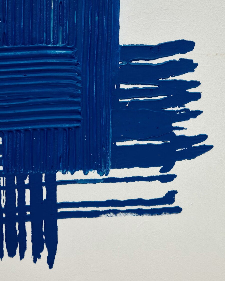Lienzo abstracto Sagaro blanco y azul 80 x 100 cm