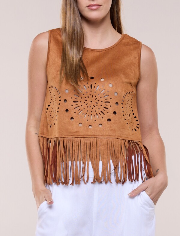 Blusa Suede Flecos TOSTADO