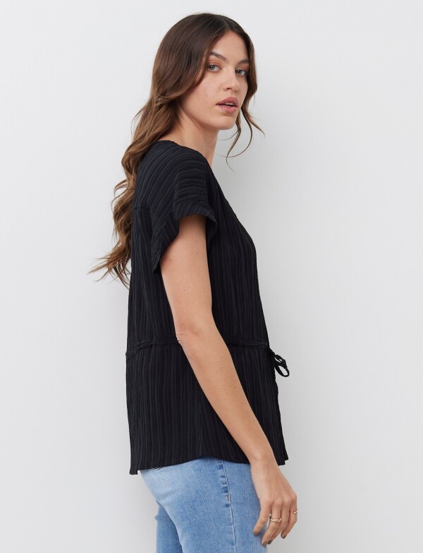 Blusa Algodon Escote V NEGRO