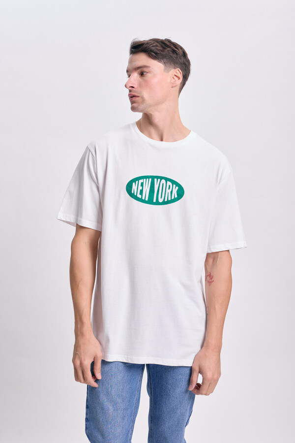 Remera oversize New York Blanco