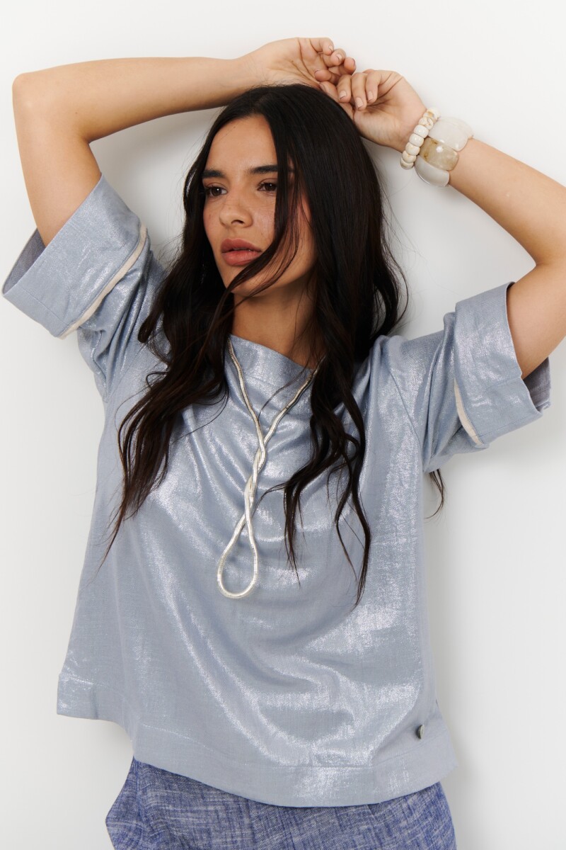 BLUSA LINO GLOW AZUL