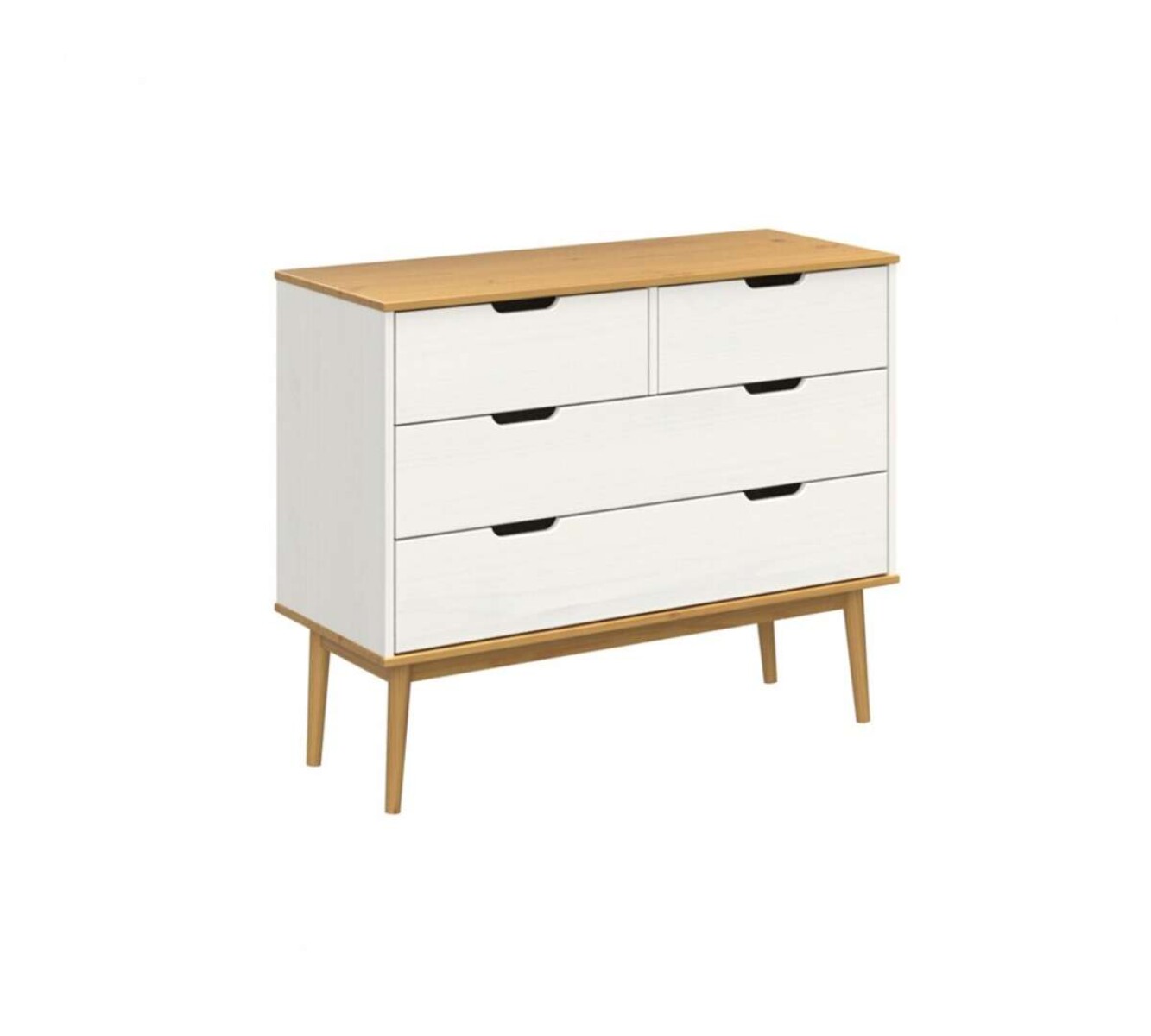 Comoda 4 Cajones Linea Nordica - Roble/Blanco 