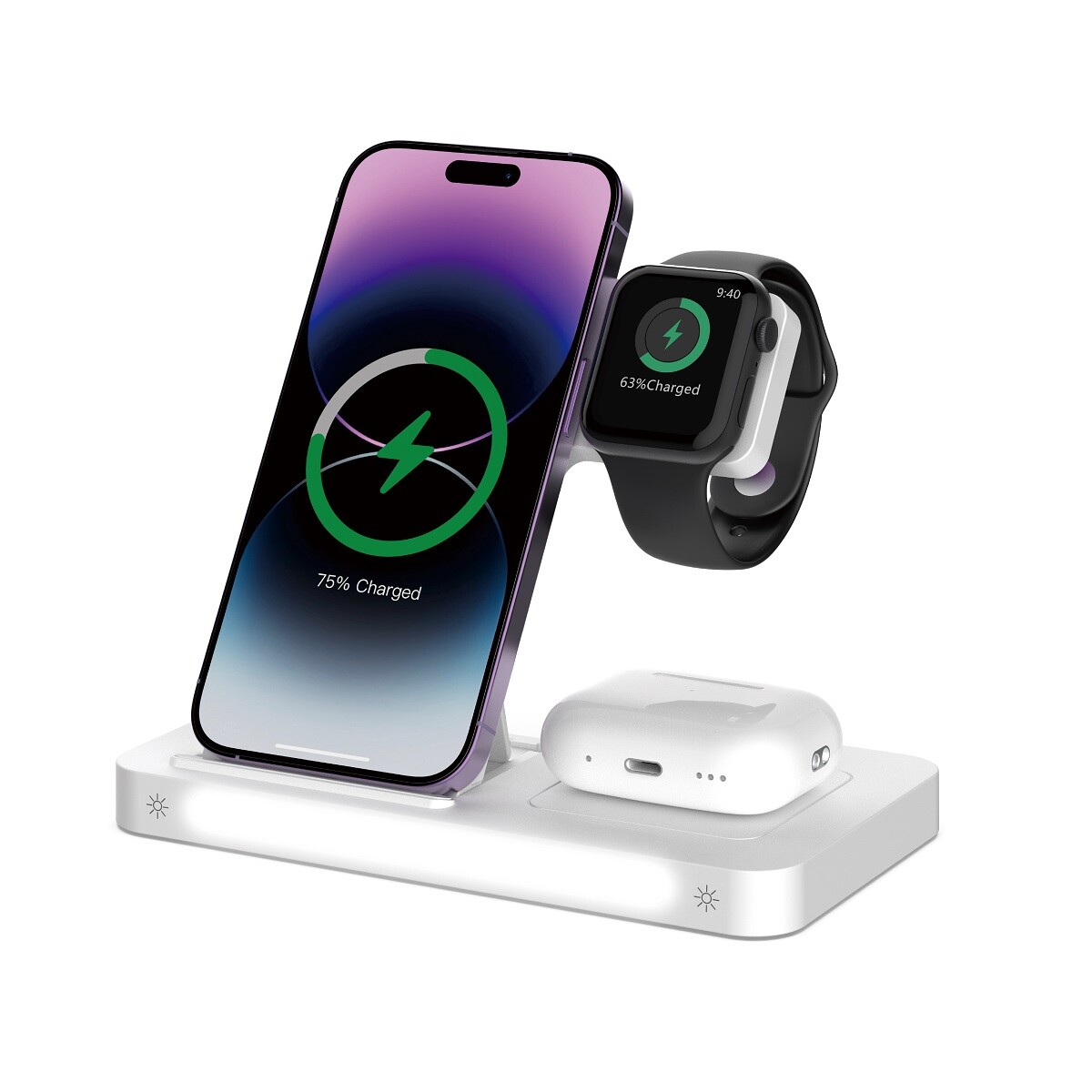 SMART SERIES 3 IN 1 BRACKET WIRELESS CHARGER 15W DEVIA - White 