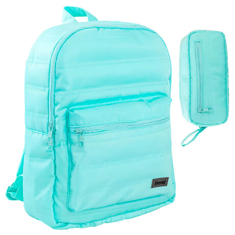 Mochila Urbana Expert + Cartuchera Set Puffer Celeste