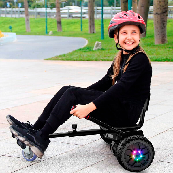Combo De Skate Eléctrico 6.5" Con Luces Y Bluetooth + Asiento Kart COMBO SILLA + SKATE BLANCO 18 (210006)