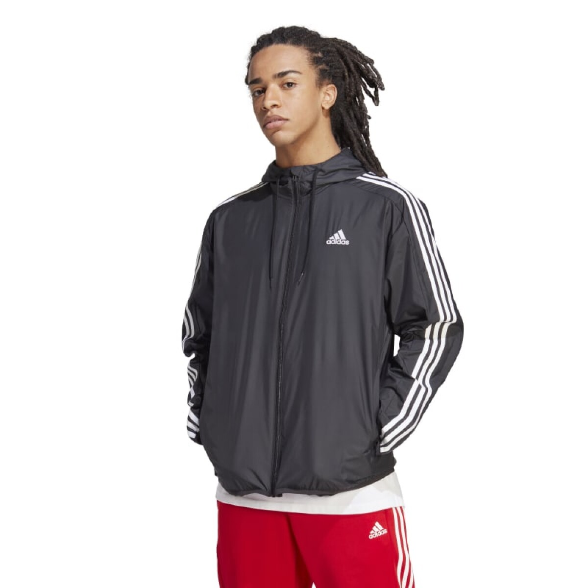 Campera Adidas Rompevientos Essentials 3 Rayas - Negro 