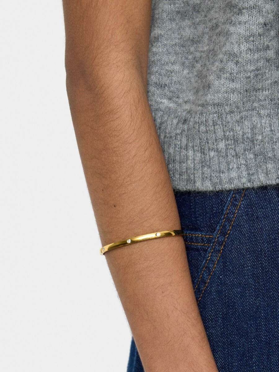 Pulsera Rígida Con Cristales - Acero Inoxidable dorado
