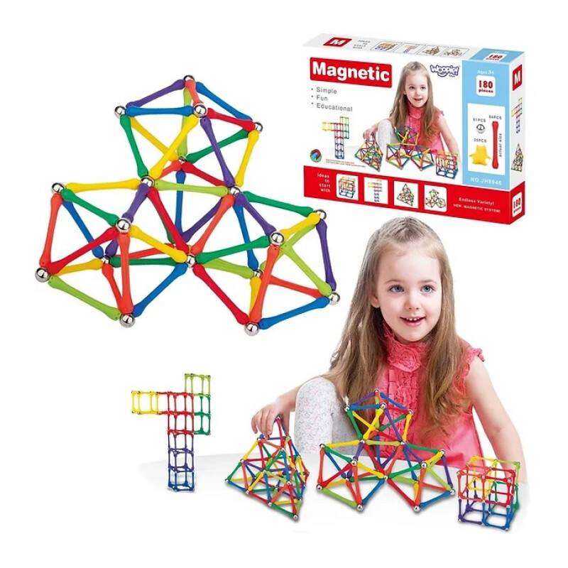Juego modular magnético, 180 elementos Juego modular magnético, 180 elementos