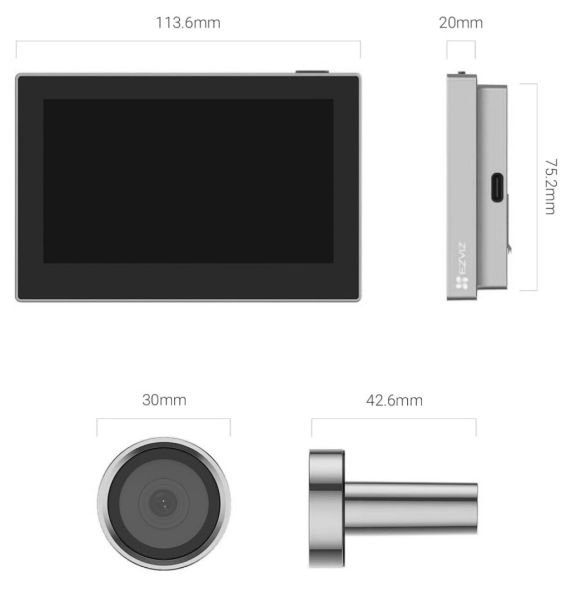Mirilla Smart Ezviz CS-HP2 (2MP) Silver 
