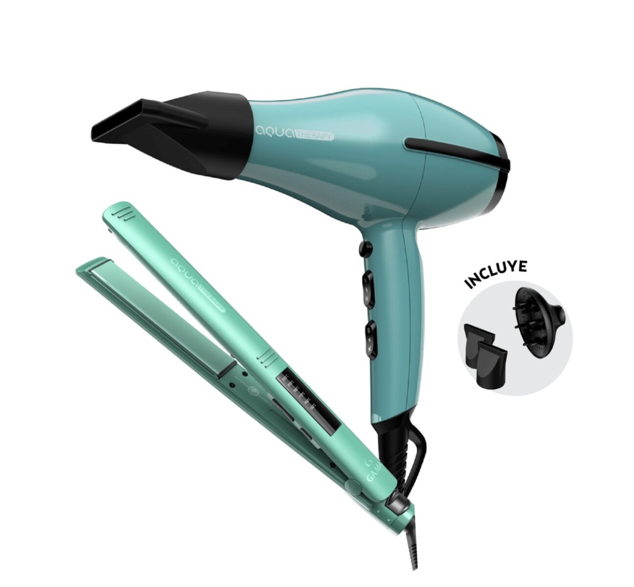 Set Gama - Planchita Elegance Led Aqua Therapy Sy Y Secador Tempo Aqua Therapy 