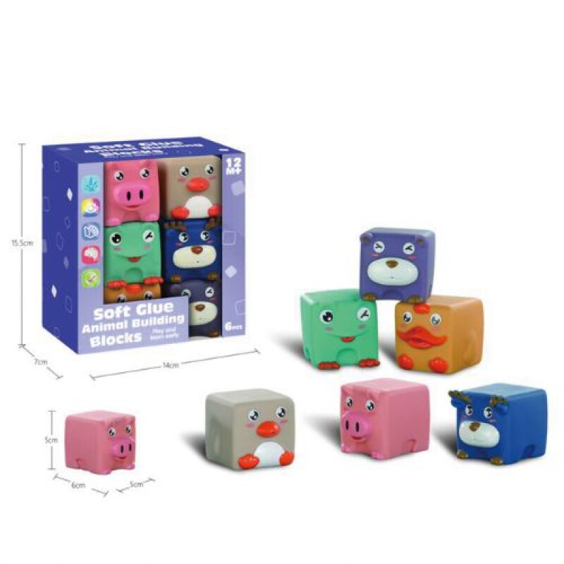 Set 6 bloques animales silicona Set 6 Bloques Animales Silicona