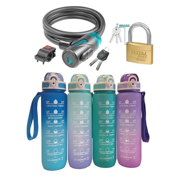 Combo Vuelta a Clases Botella de Agua + Candado para Locker + Candado para Bicicleta Combo Vuelta a Clases Botella de Agua + Candado para Locker + Candado para Bicicleta
