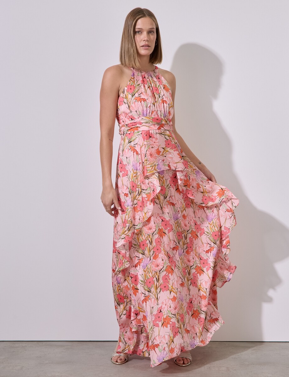 Vestido Maxi Sping - Coral/multi 