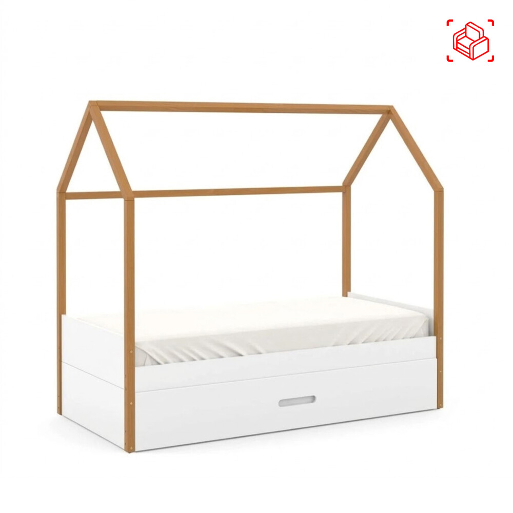 CAMA MARINERA CASITA 1 PLAZA MDF-Y-MADERA BLANCO TUTTO