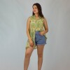 Camisa Sin Manga Animal Print -Flower Green