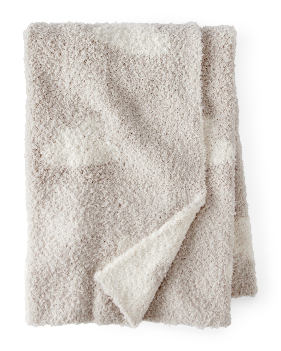Manta de peluche, beige, diseño nubes 