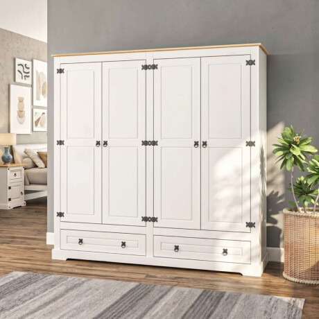 Ropero 4 puertas 2 Cajones Madera Linea mexicana Blanco