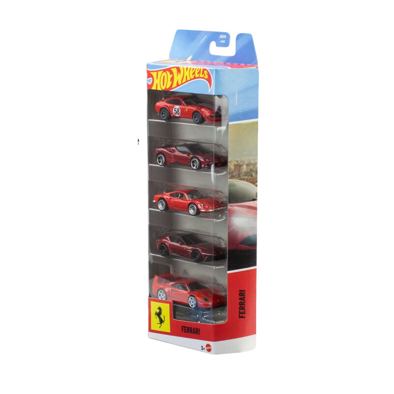 Hot Wheels Diecast Auto Ferrari Paquete de 5 autos Rosso Hot Wheels Diecast Auto Ferrari Paquete de 5 autos Rosso