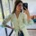 Long Smock Shirt Brocato Verde Agua