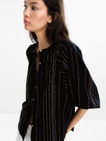 Camisa Con Costuras Multicolor 100 % Algodón negro