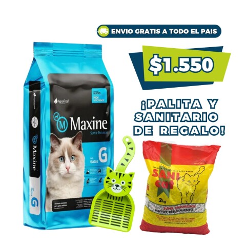 MAXINE GATOS ADULTOS 7.5 KG + PALITA + SANITARIO DE REGALO