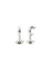 PENDIENTES DE ARO EN ALEACIÓN DE METALES BAÑADOS EN PLATA CON DETALLE DE OJO CON CRISTAL FACETADO VERDE Pendiente