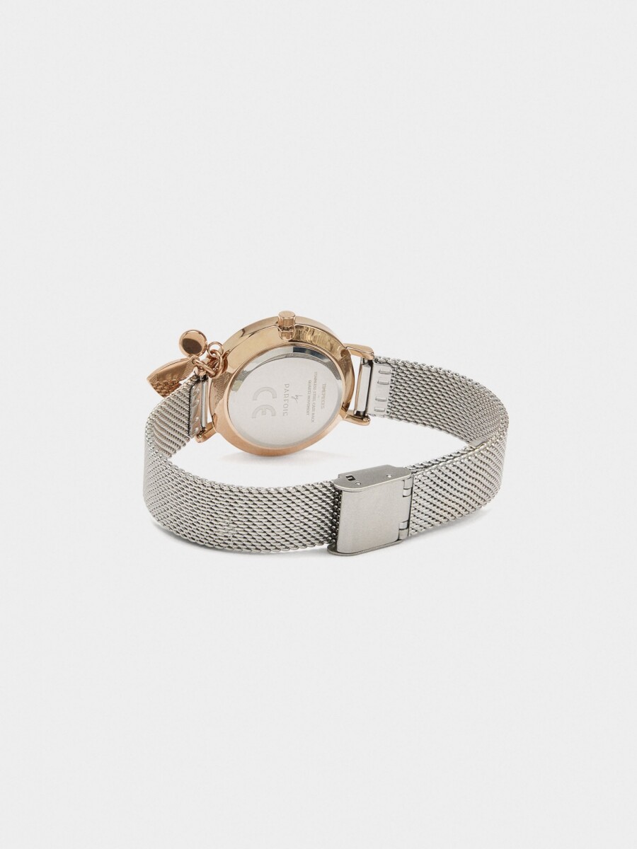 Reloj Bicolor Con Pulsera Acero Inoxidable Con Charm bicolor