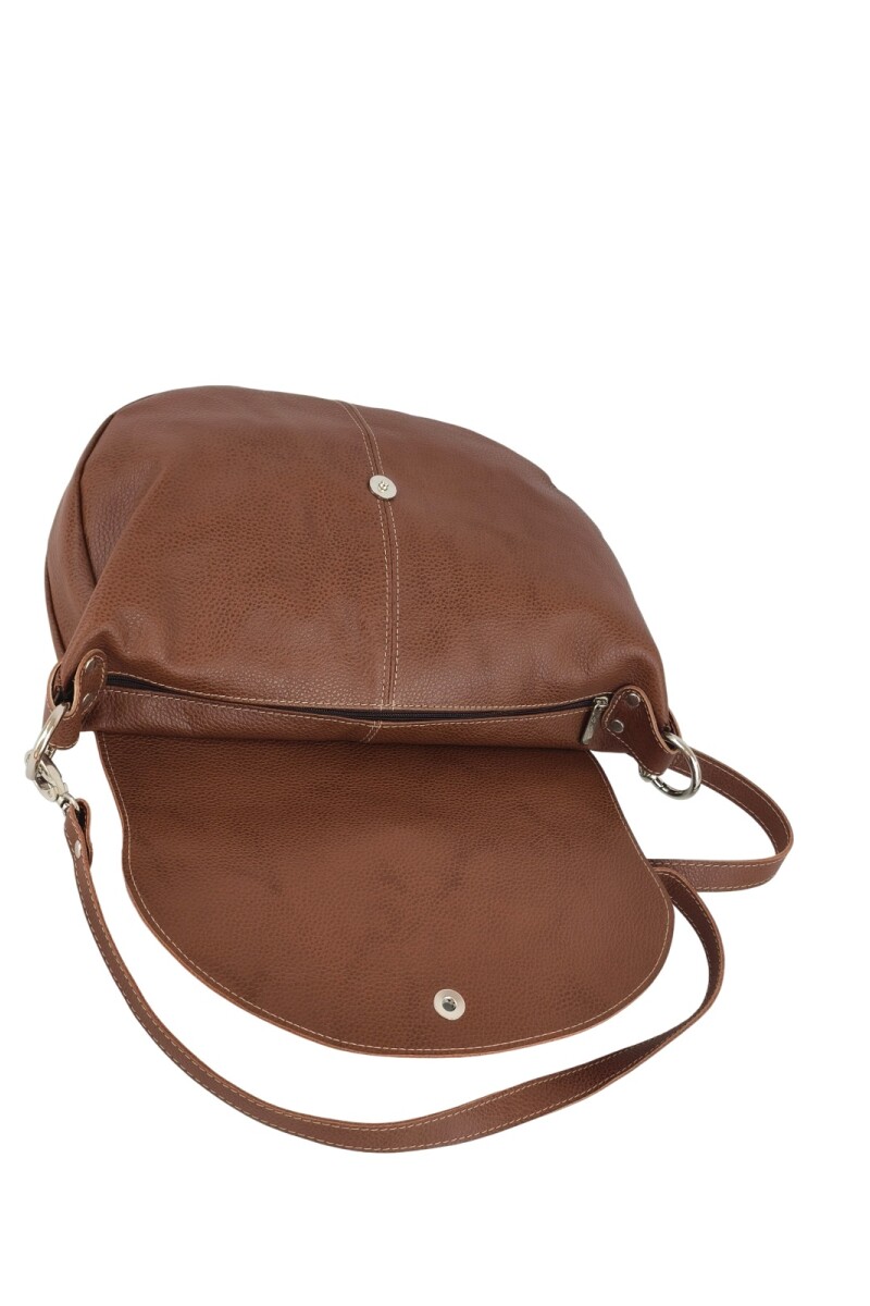 Morral de cuero con solapa Marrón