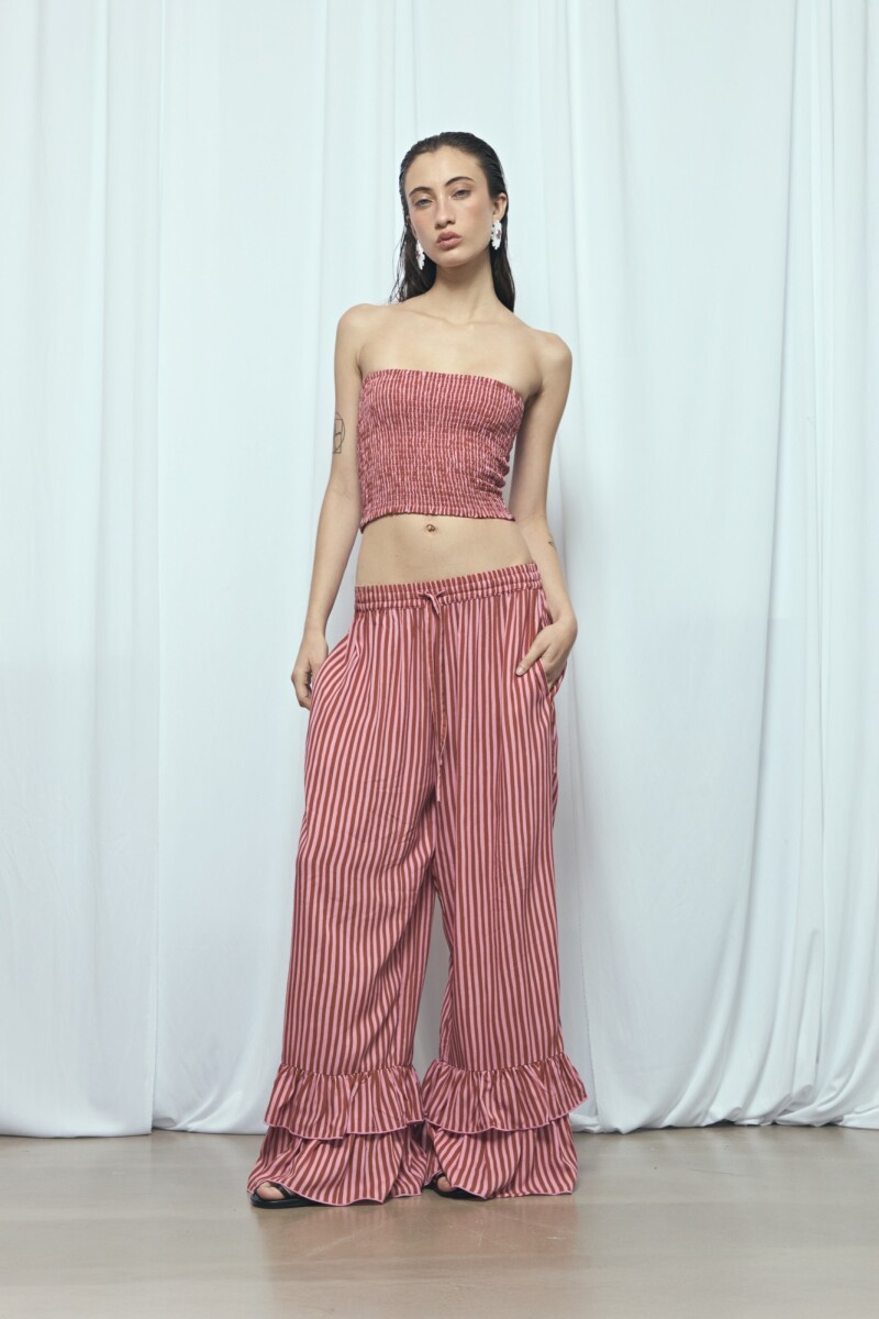 Pantalón rayado volado PREVENTA rosa