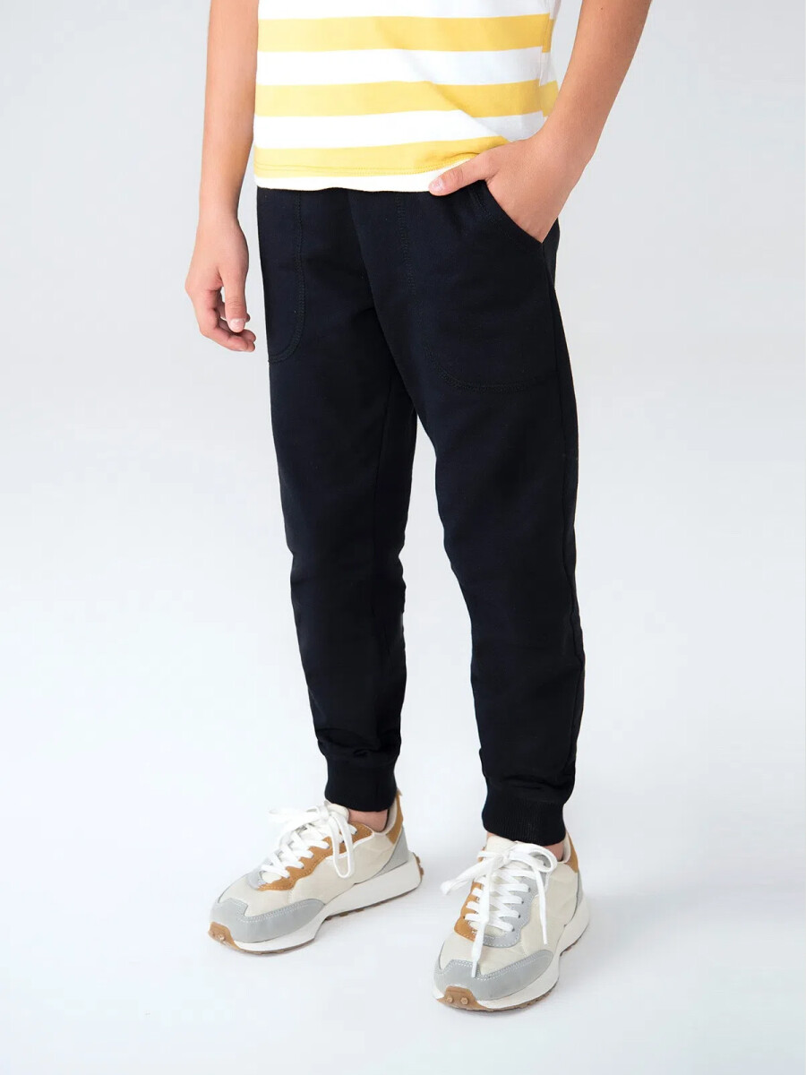 PANTALÓN BABUCHA DE NIÑO CON FELPA - NEGRO 