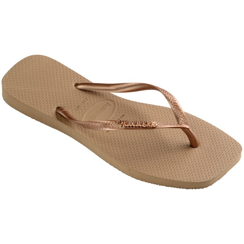 Ojotas Havaianas Slim Square Logo Metallic Dorado