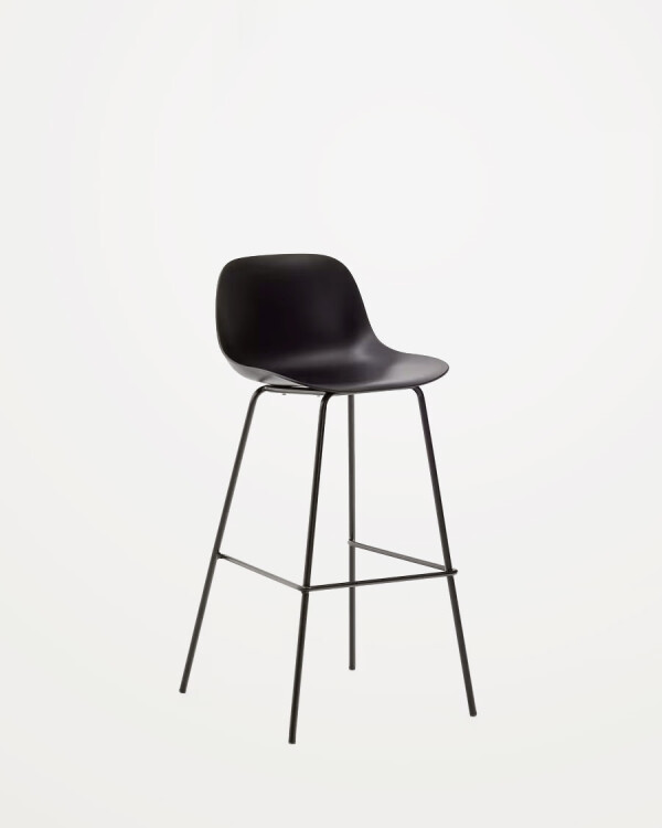 Taburete Altea y patas de acero con acabado negro 75 cm