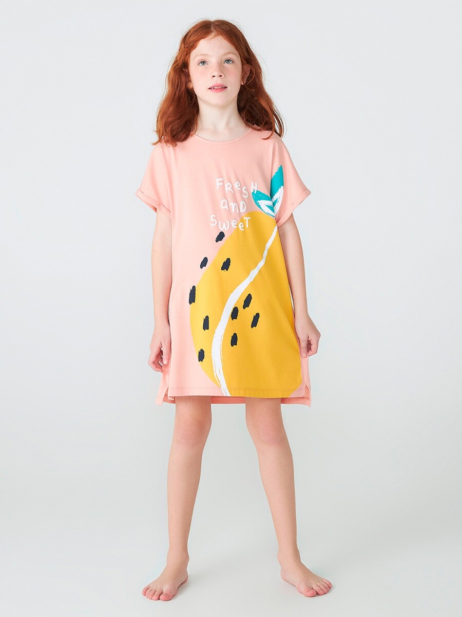 VESTIDO INFANTIL CON ESTAMPA - ROSADO 