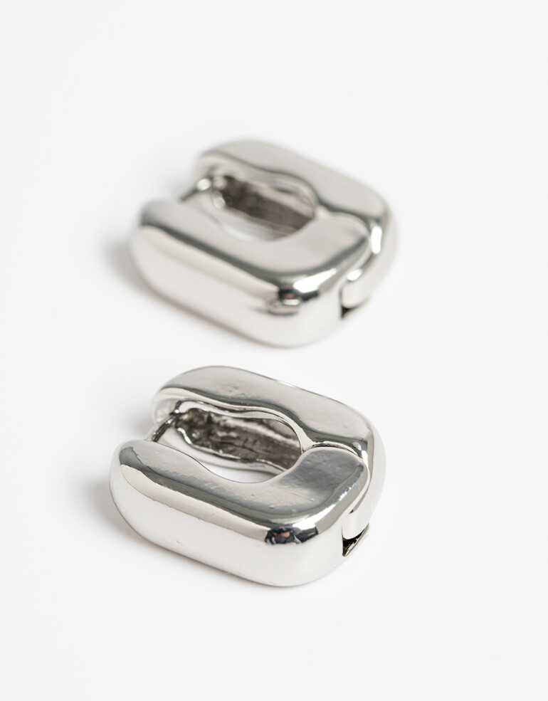 Aros Argollas Metal Aro Argolla Metal Bold. - Plateado Rodio