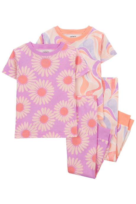 Pijama cuatro piezas de algodón, dos pantalones y dos remeras, estampados. Talles 2-5T Pijama cuatro piezas de algodón, dos pantalones y dos remeras, estampados. Talles 2-5T