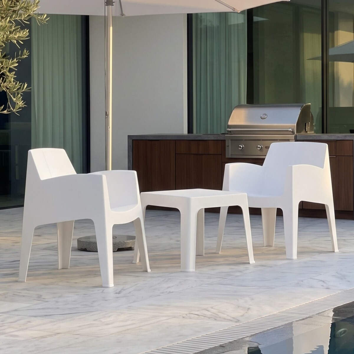 Set de Jardín Mesa + 2 sillas - Magna - Blanco 