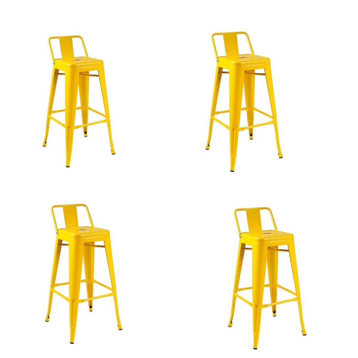 Taburete Tolix Pack 4 unidades En Metal Con Respaldo - Amarillo