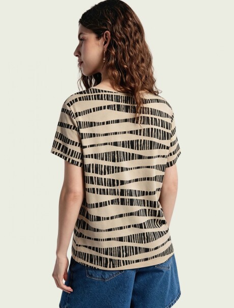 BLUSA ESTAMPADA DE MANGA CORTA BEIGE