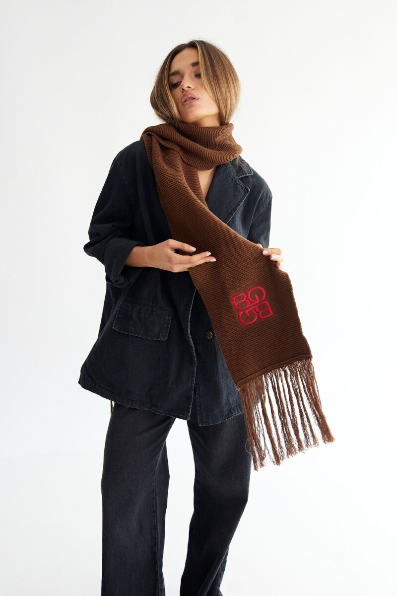 Bufanda Scarf Marrón con Rojo