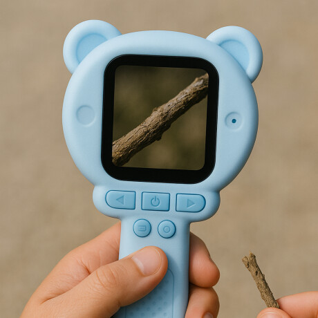 Microscopio digital portátil para niños con pantalla y carga USB Celeste
