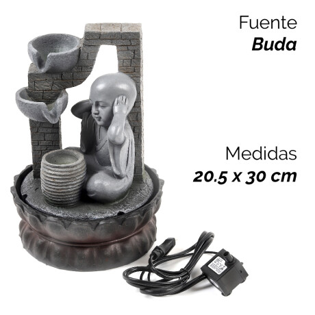 Fuente Con Vasijas Y Buda 20,5x20,5x30cm Unica