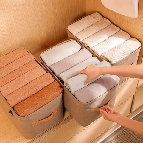 Caja de almacenamiento organizador de ropa 42cm Marrón