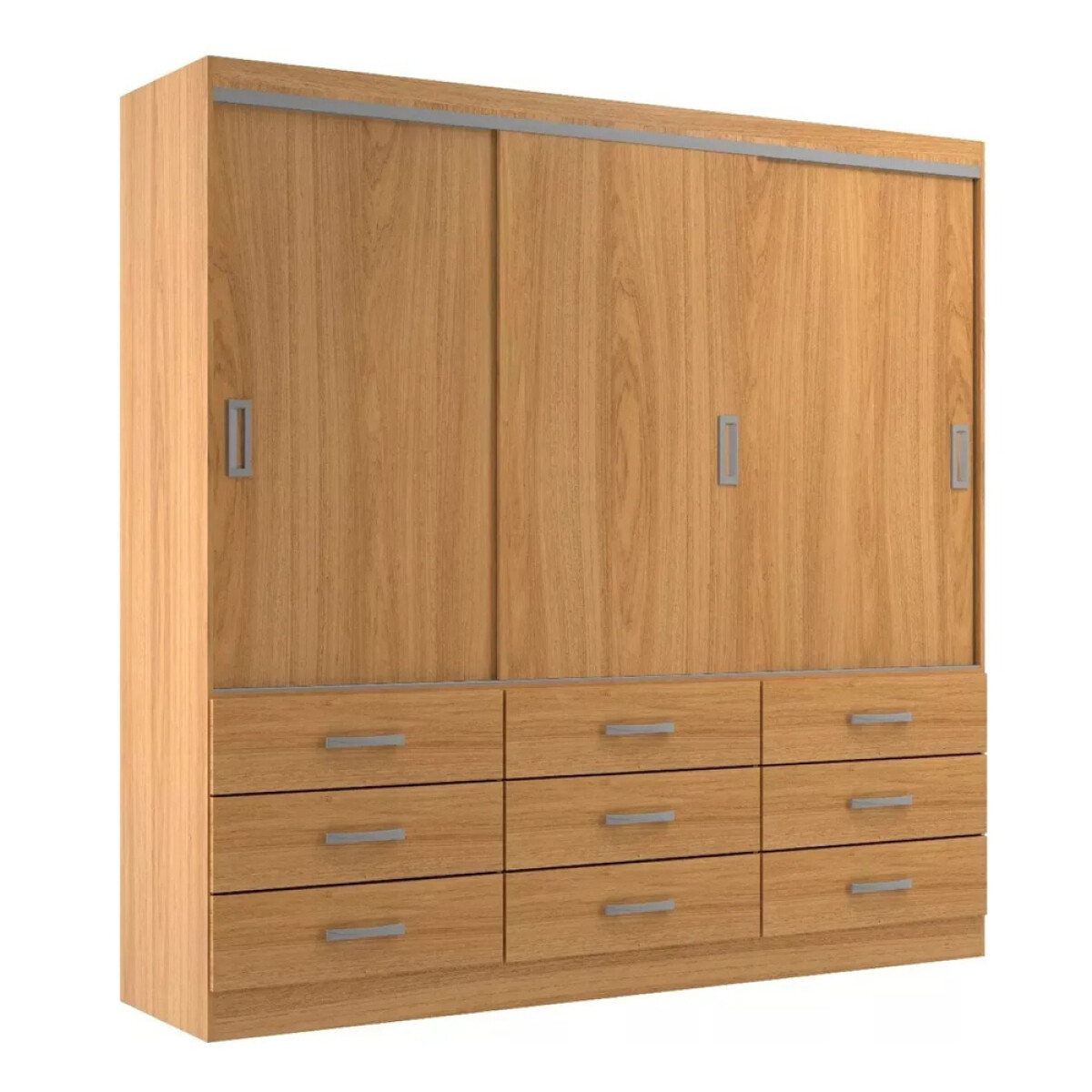 ROPERO 3 PUERTAS CORREDIZAS 9 CAJONES GUARDARROPA ARMARIO PLACARD CLOSET - COLOR MADERA 