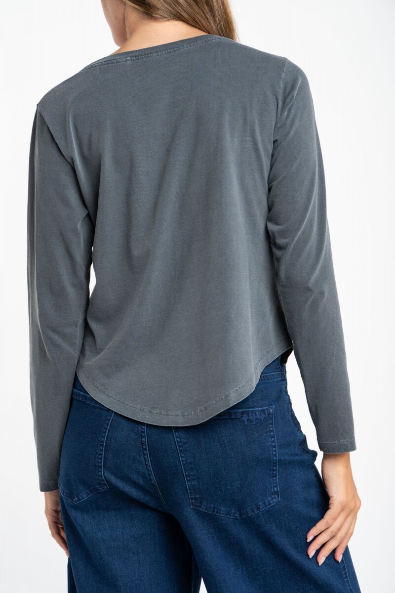 Remera Algodon Lavado Gris
