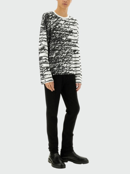Balmain - Remera manga larga de algodón, Love Letter Blanco