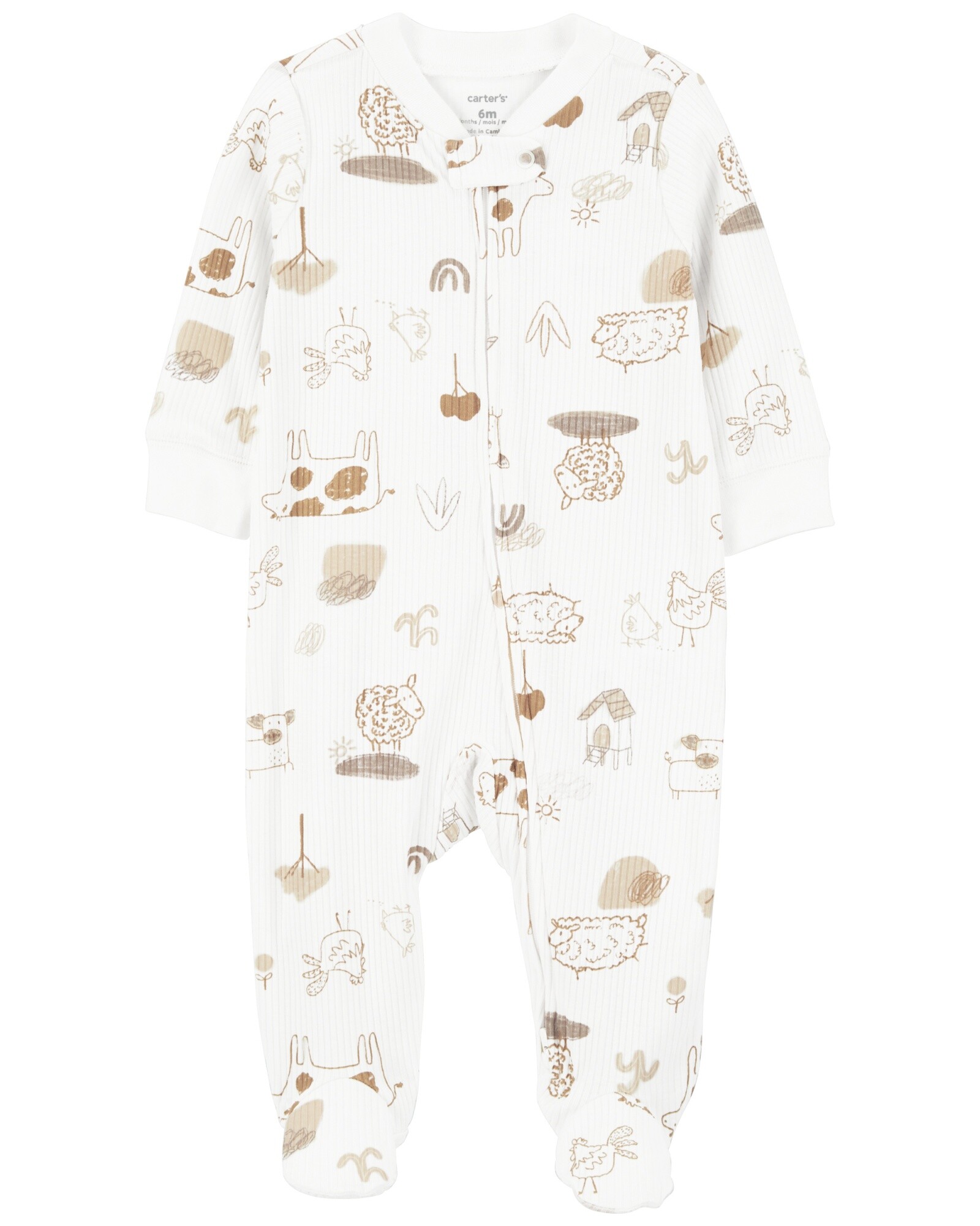 Pijama una pieza de algodón, con pie, diseño animales Pijama una pieza de algodón, con pie, diseño animales