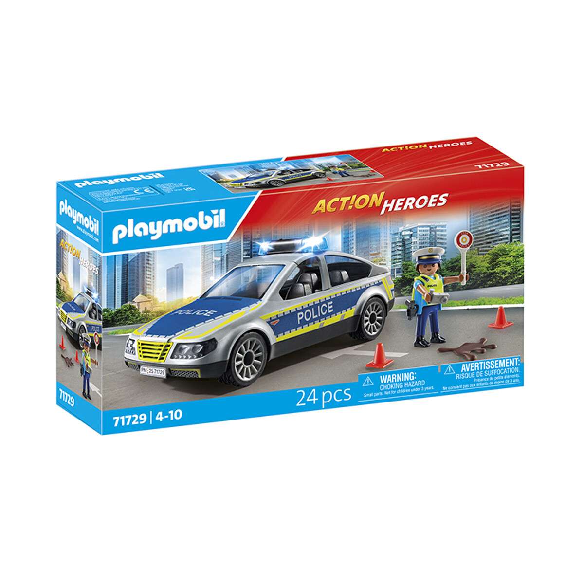 Coche Patrulla Policía con Luz Playmobil 24 Piezas con Figuras 